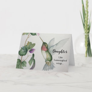 Cartão Aniversário da Filha Feliz, Hummingbird Elegante