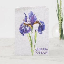 Cartão Aniversário da Flor Roxo Iris