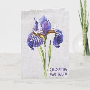 Cartão Aniversário da Flor Roxo Iris