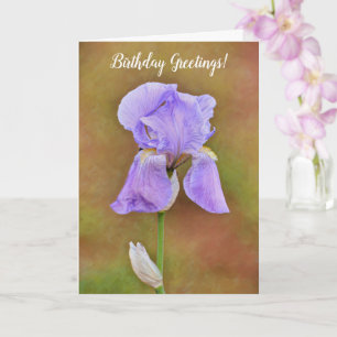 Cartão Aniversário da Flor Roxo-Primavera Iris bonito