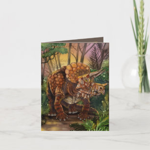 Cartão Aniversário da Floresta Triceratops