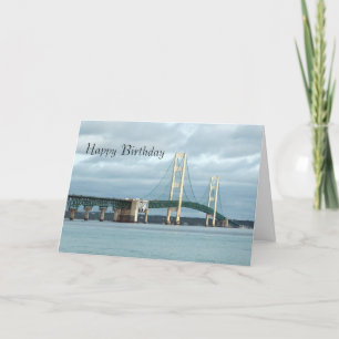 Cartão Aniversário da Foto da Ponte Mackinac de Michigan