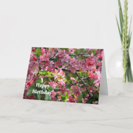 Cartão Aniversário da Foto Floral de Crabapple Rosa