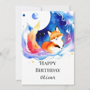Cartão Aniversário da Fox Fox Woodland Imprimível