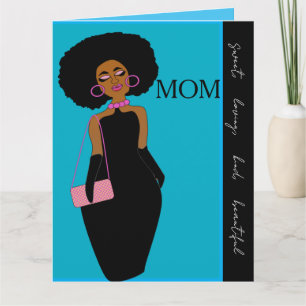 Cartão Aniversário da Glamourosa Mãe Afro-Americana