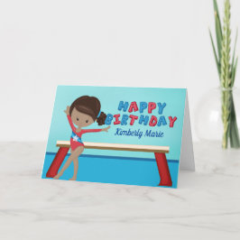 Cartão Aniversário da Gymnast Girl Afro-Americana