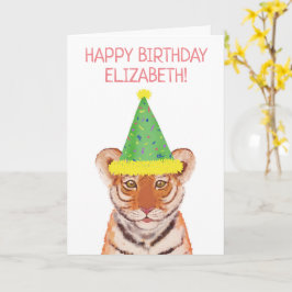 Cartão Aniversário da Ilustração do Cubo Tiger