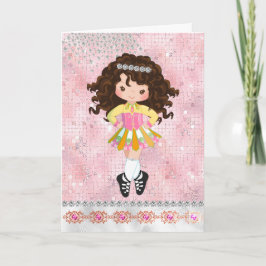 Cartão Aniversário da Irlandesa Dança Brunette
