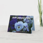 Cartão Aniversário da Irmã Pansy Sentimental Pansy<br><div class="desc">Irmão / Irmã aniversário. Um cartão de saudação lindo para um irmão.</div>