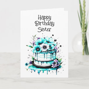 Cartão Aniversário da Irmã Personalizada Branca bonito