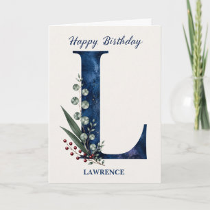Cartão Aniversário da Letra L para Ele Nome Personalizado