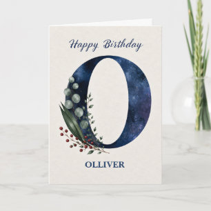 Cartão Aniversário da Letra O para Ele Nome Personalizado