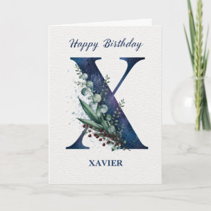 Cartão Aniversário da Letra X para Ele Personalizado Nome