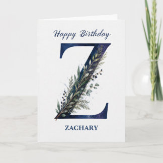 Cartão Aniversário da Letra Z para Ele Nome Personalizado