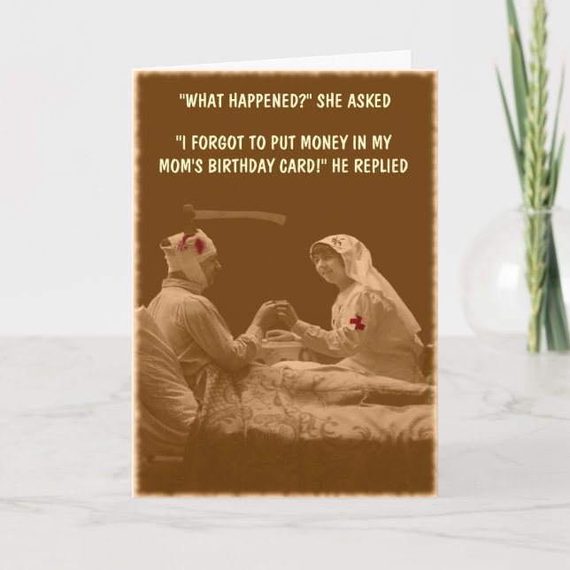 Cartão Aniversário da mãe humorada (Frente)