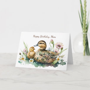 Cartão Aniversário da Mãe Pata e do Patinho