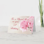 Cartão Aniversário da mamã 75th, cravos cor-de-rosa<br><div class="desc">Um cartão para aniversário da sua mãe o 75th.</div>