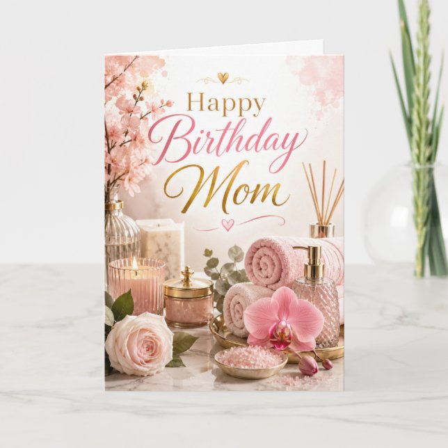 Cartão Aniversário da Mamãe no Spa (Frente)