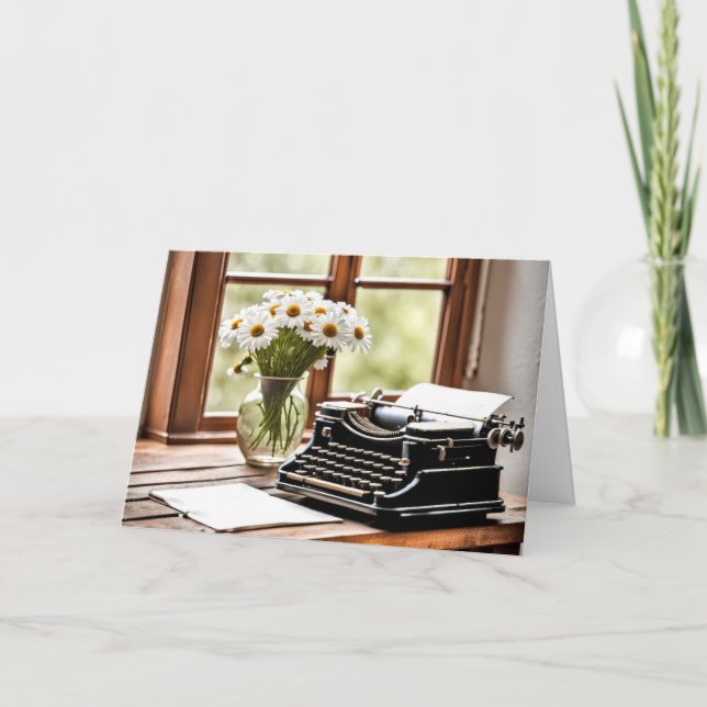 Cartão Aniversário da Máquina de Leitura Retro com Visita (Frente)