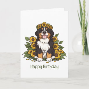 Cartão Aniversário da Montanha Bernesa Cão Cachorro Cacho