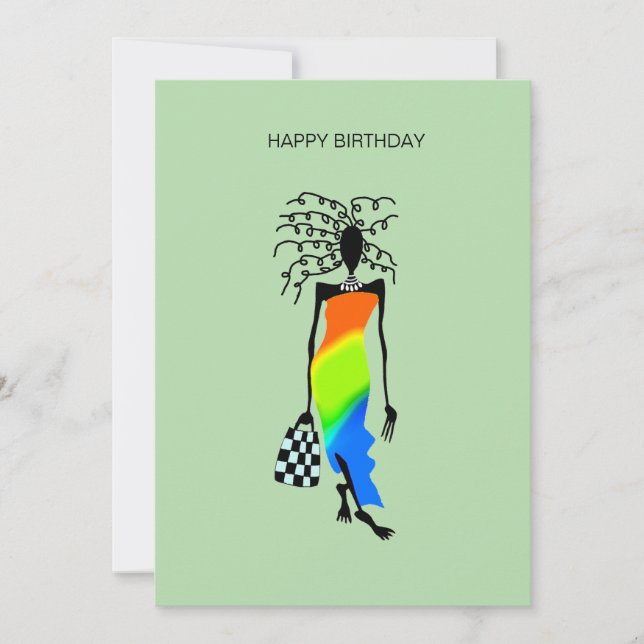 Cartão Aniversário da Mulher Elegante e Na moda (Frente)