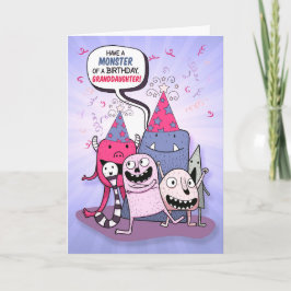Cartão Aniversário da neta Pink e Monstro Roxo