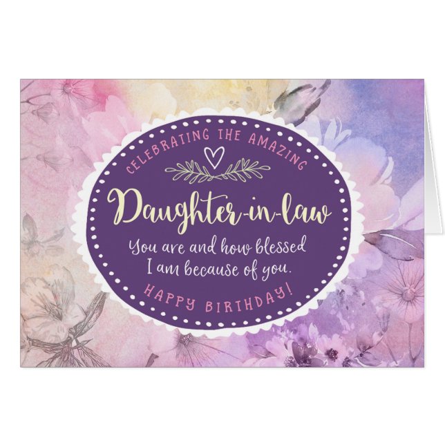 Cartão Aniversário da nora, comemorando o (Frente Horizontal)