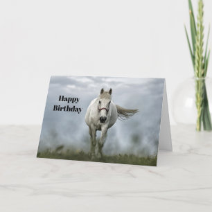 Cartão Aniversário da Nuvem de Cavalo Branco bonito