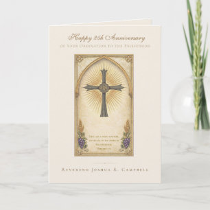 Cartão Aniversário da Ordenação Sacerdotal Desenho IHS Sa