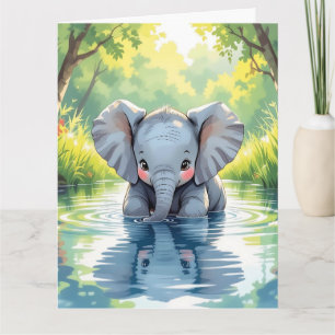 Cartão Aniversário da Página de Elefante e Coloração Jumb