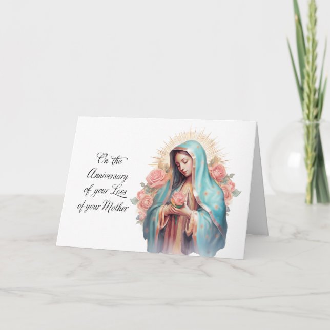 Cartão Aniversário da Perda da Mãe Virgem Maria (Frente)