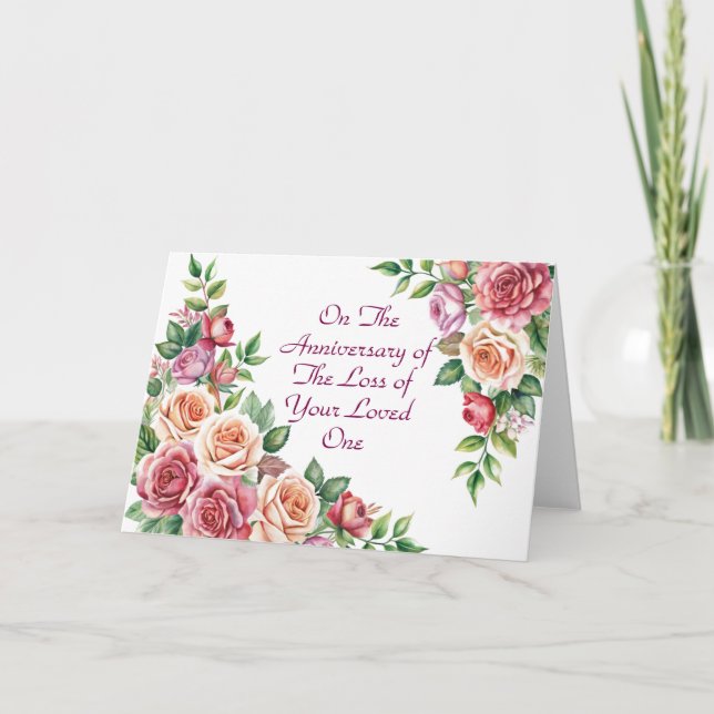 Cartão Aniversário da Perda da Morte de Amado, Flores (Frente)