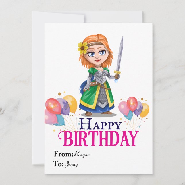 Cartão Aniversário da Princesa  (Frente)