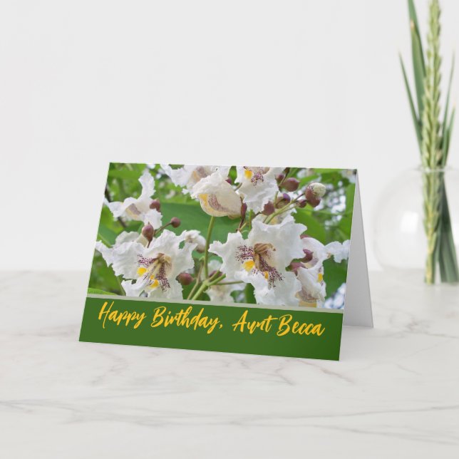 Cartão Aniversário da Tia Nome Personalizado com Flores d (Frente)