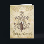 Cartão Aniversário da Vintage Virgem Mãe Maria Monte Carm<br><div class="desc">Linda imagem religiosa vintage da Mãe Abençoada,  Nossa Senhora do Monte Carmel com Jesus e o Scapular em um fundo vintage. O "M" significa Mary.  Todo o texto e as fontes podem ser modificados.</div>