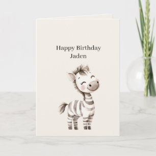 Cartão Aniversário da Zebra Safari