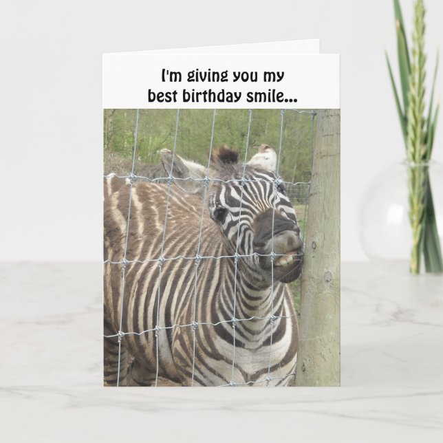 Cartão Aniversário da Zebra Sorridente (Frente)