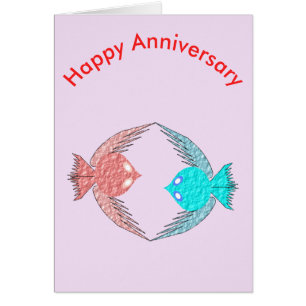 Cartão Aniversário das Aves de Amor, Rosa e Azul