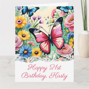 Cartão Aniversário das Flores de Mola Vibrantes de Aquare