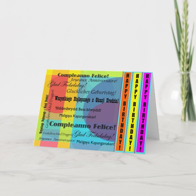 Cartão Aniversário das línguas (Frente)
