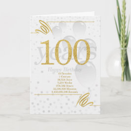 Cartão Aniversário de 100 anos em Dias Semanas Minutos co