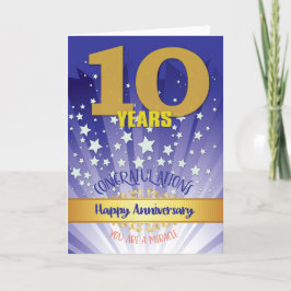 Cartão Aniversário de 10 Anos de Recuperação Numeral em D