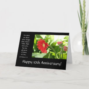 Cartão Aniversário de 10 anos, floral, versículo bíblico