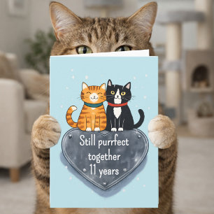 Cartão aniversário de 11 anos de casamento de gato