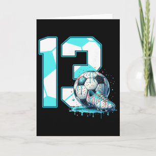 Cartão Aniversário de 13 anos de futebol Sorvete Drip Bd