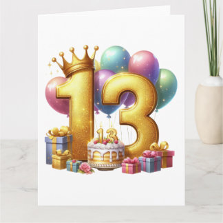 Cartão Aniversário de 13 anos dourado