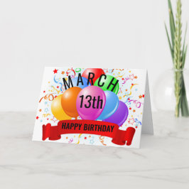 Cartão Aniversário de 13 de Março