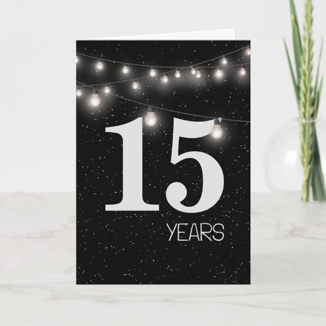 Cartão Aniversário de 15 anos com Luzes e Estrelas (Frente)