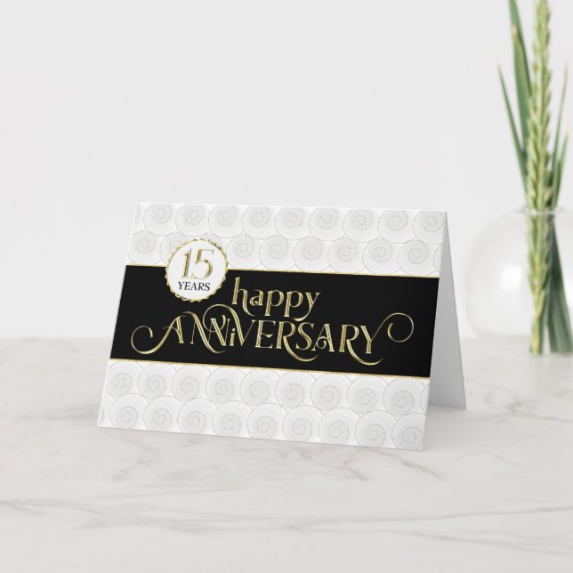 Cartão Aniversário de 15 de Funcionário - Preto Prestigio (Frente)