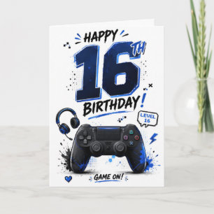Cartão Aniversário de 16 anos de jogos